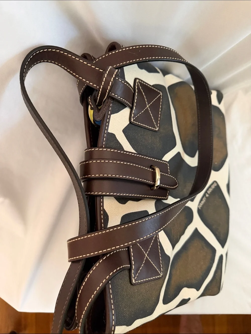 Dooney & Bourke Brown and Cream Giraffe-Print Shoulder Bag